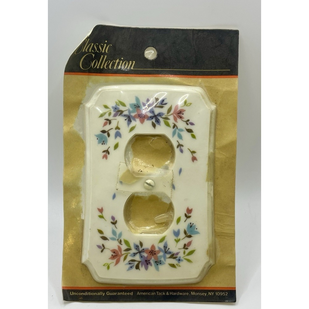 Vintage American Tack & Howe Co Plastic Floral Double Outlet Cover